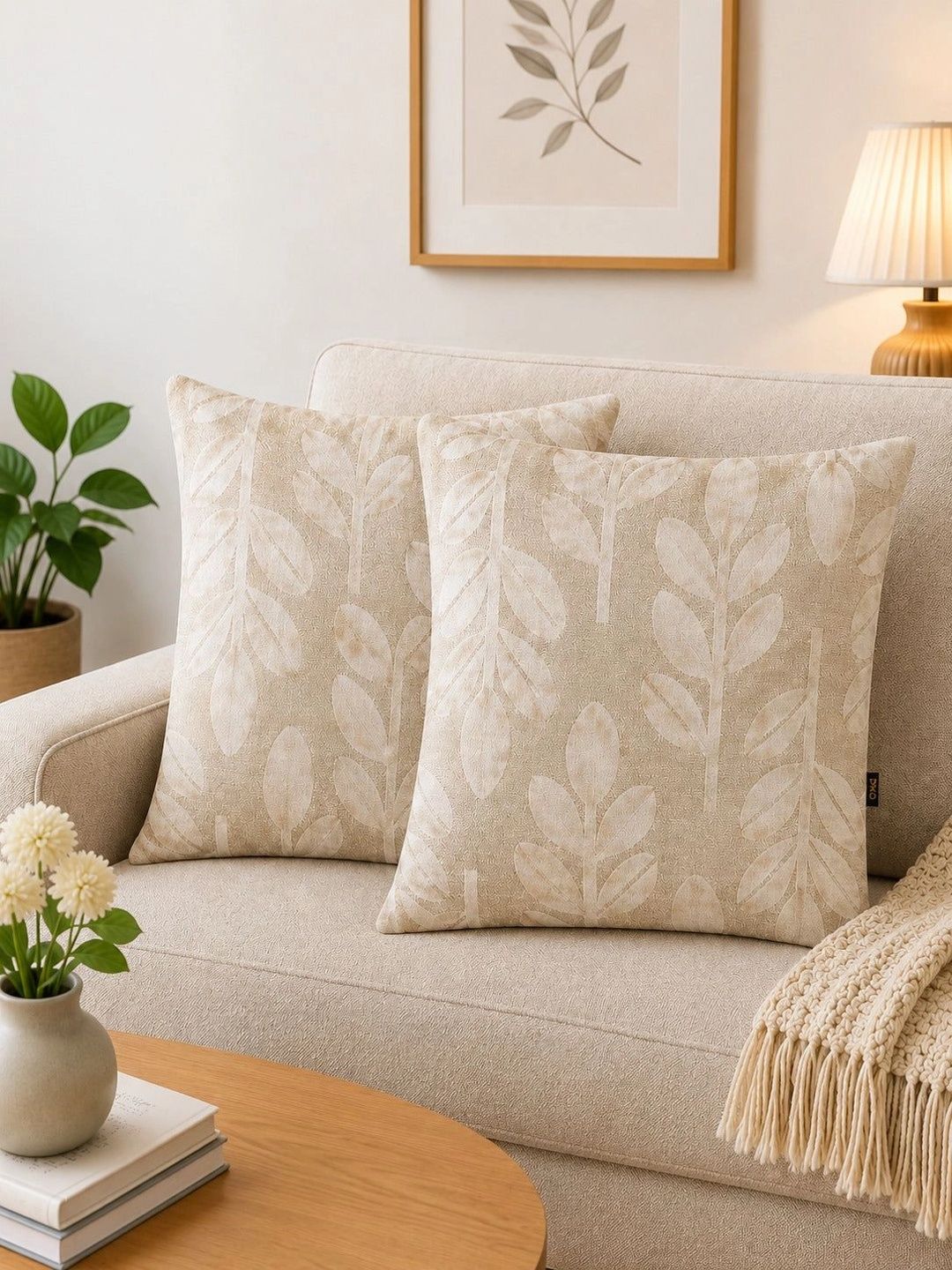 GM Beige Set of 2 Velvet Square Cushion Covers-picture-24