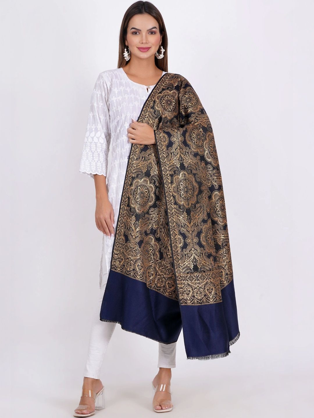 SPRHA Women Ethnic Motifs Woven Design Shawl-image-48