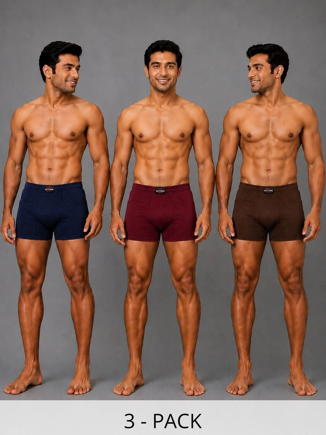 WHITEROSE Men Pack of 3 Anti Microbial Assorted Cotton Boxer-Style Briefs-picture-25