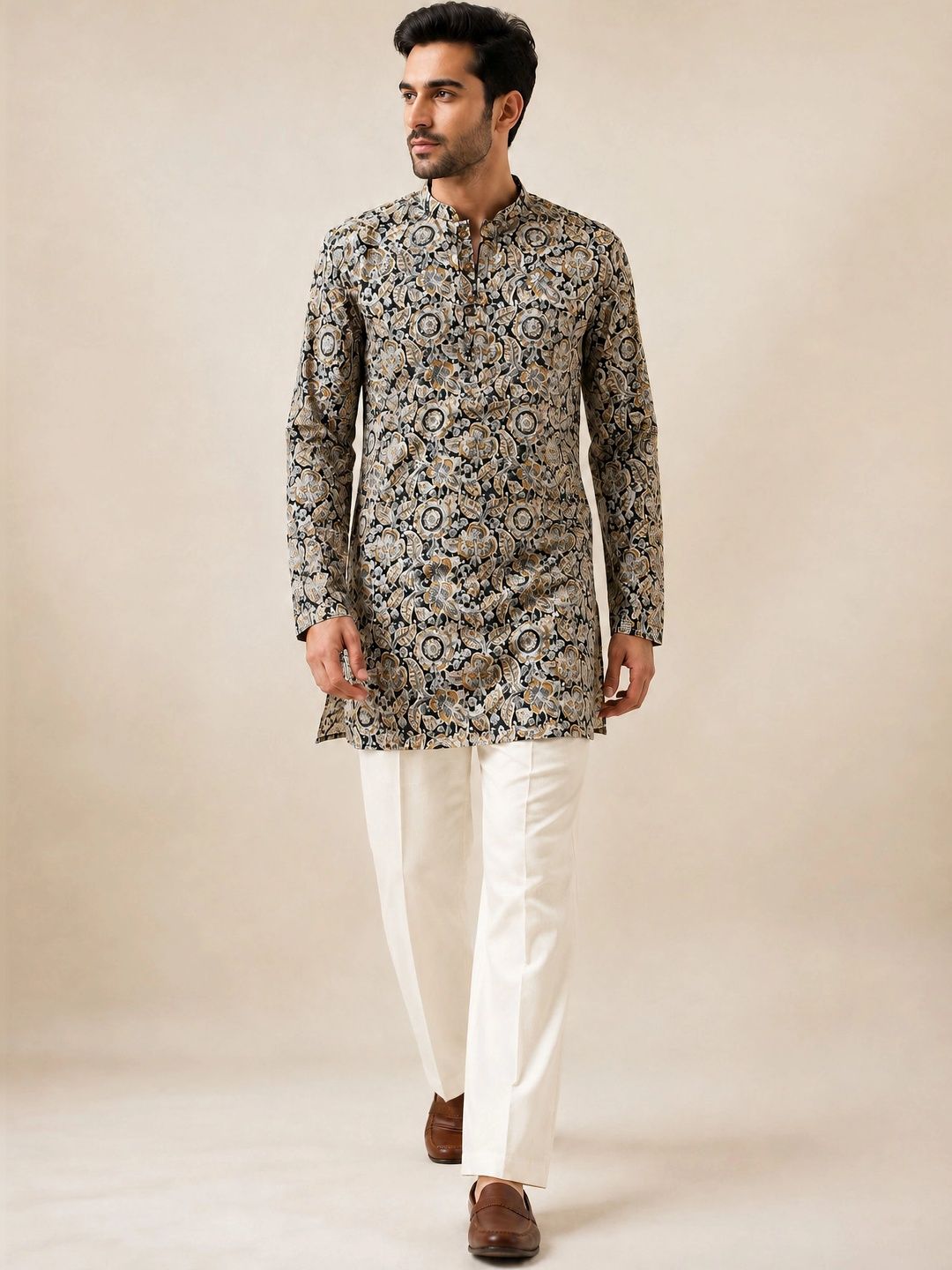 VASTRAMAY Men Ethnic Motifs Printed Regular Pure Cotton Kurta with Trousers-picture-18
