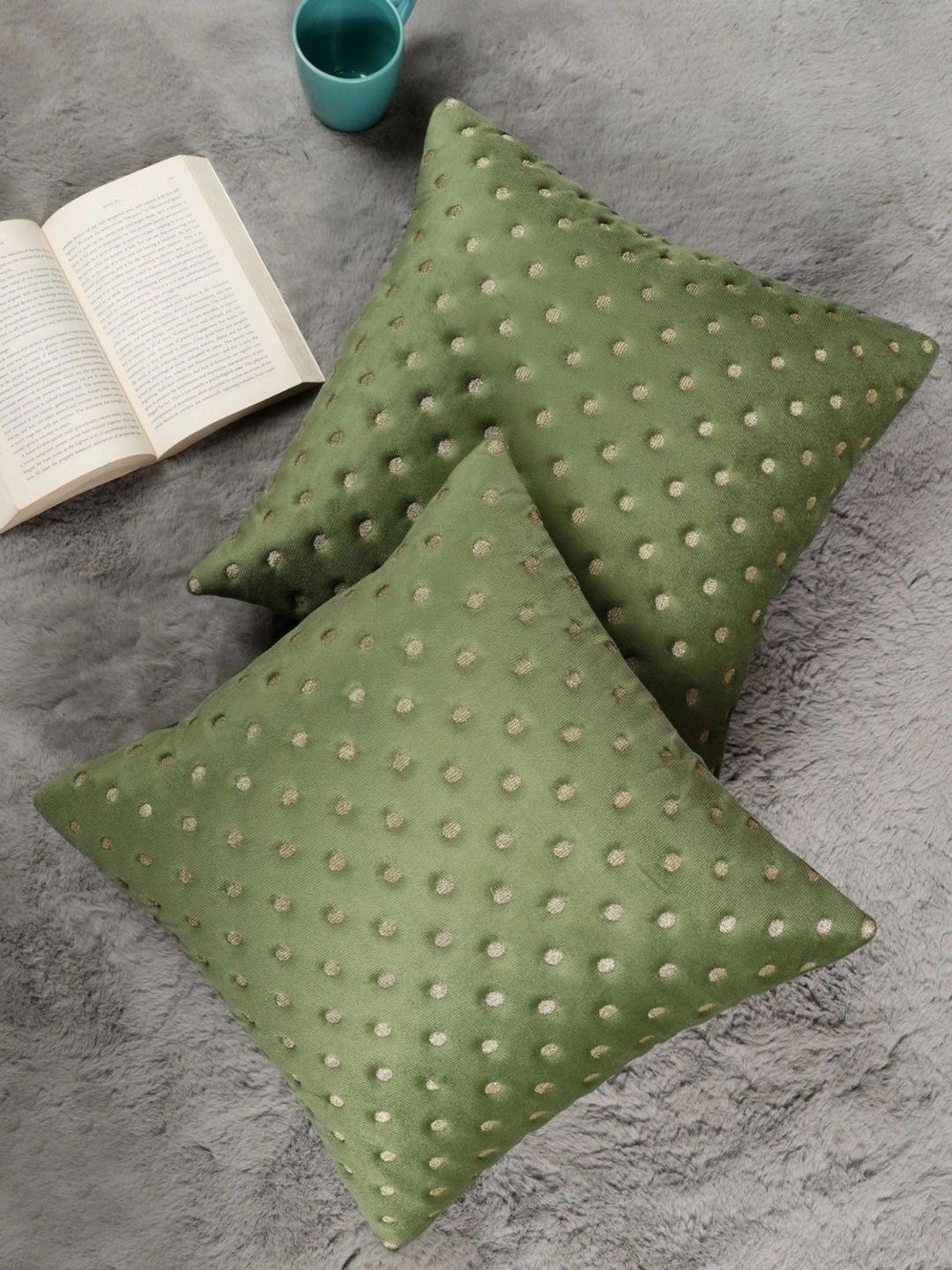 MONKDECOR Green Set of 2 Velvet Square Cushion Covers-image-48