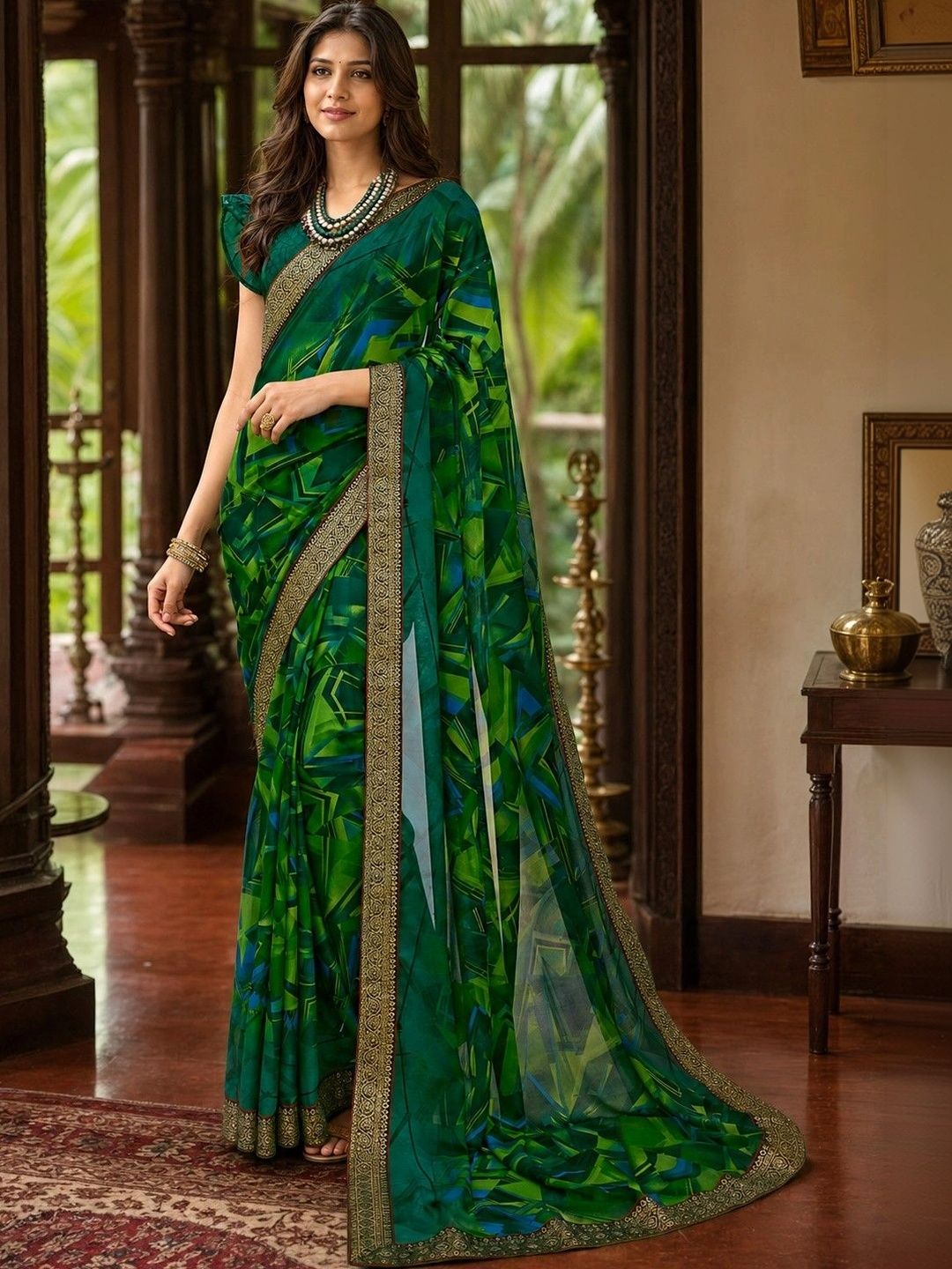 Sangria Poly Georgette Saree-image-11