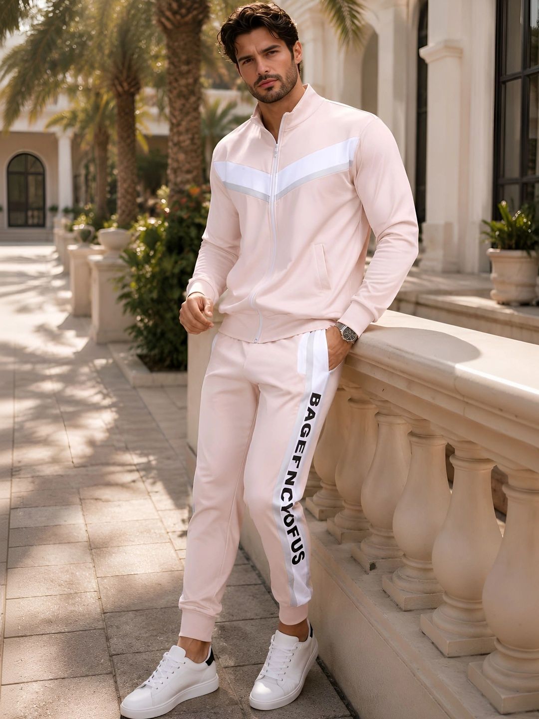 YELLOW TREE Colourblocked Mock Collar Tracksuits-image-10