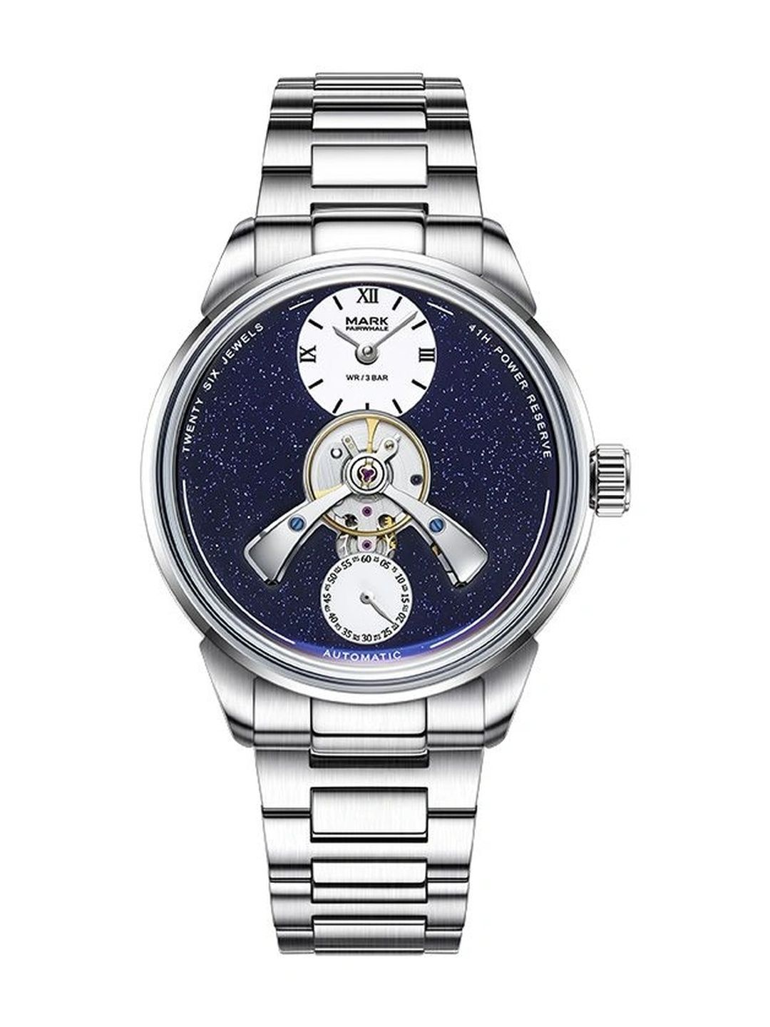 mark fairwhale Men Skeleton Dial & Stainless Steel Bracelet Style Straps Analogue Multi Function Automatic Watch-picture-53