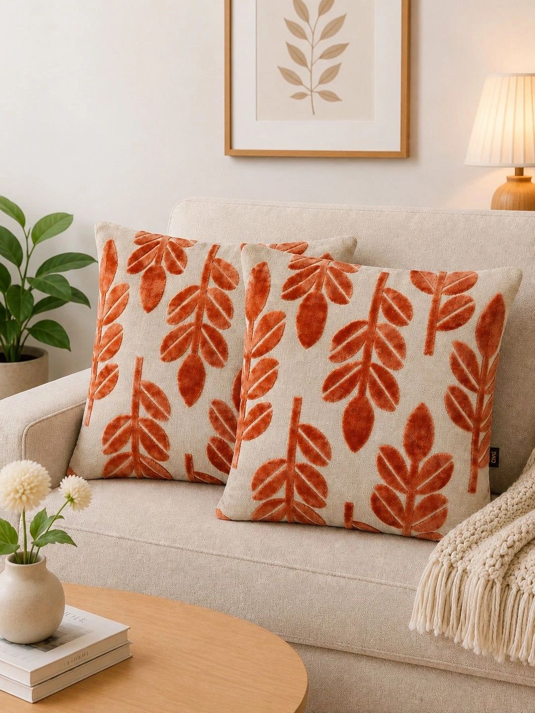 GM Orange Set of 2 Velvet Square Cushion Covers-picture-49