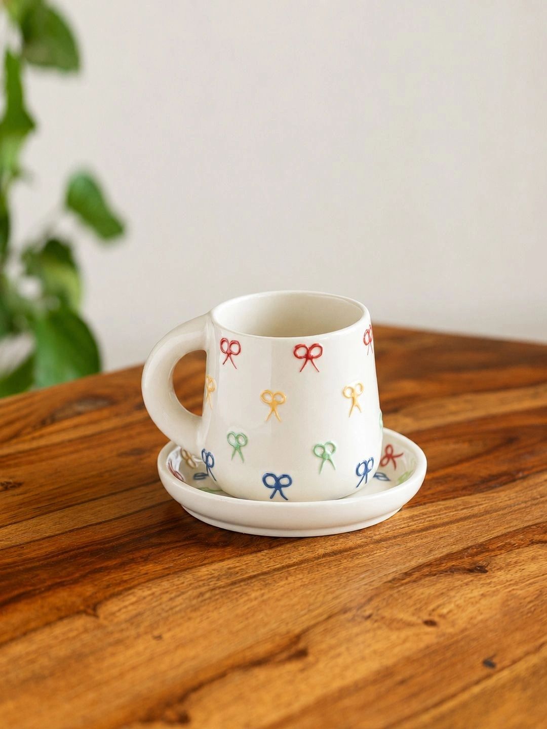 ExclusiveLane White & Blue Handcrafted and Hand Painted Printed Ceramic Glossy Mug and Bowl Set of Cups and Mugs-image-45