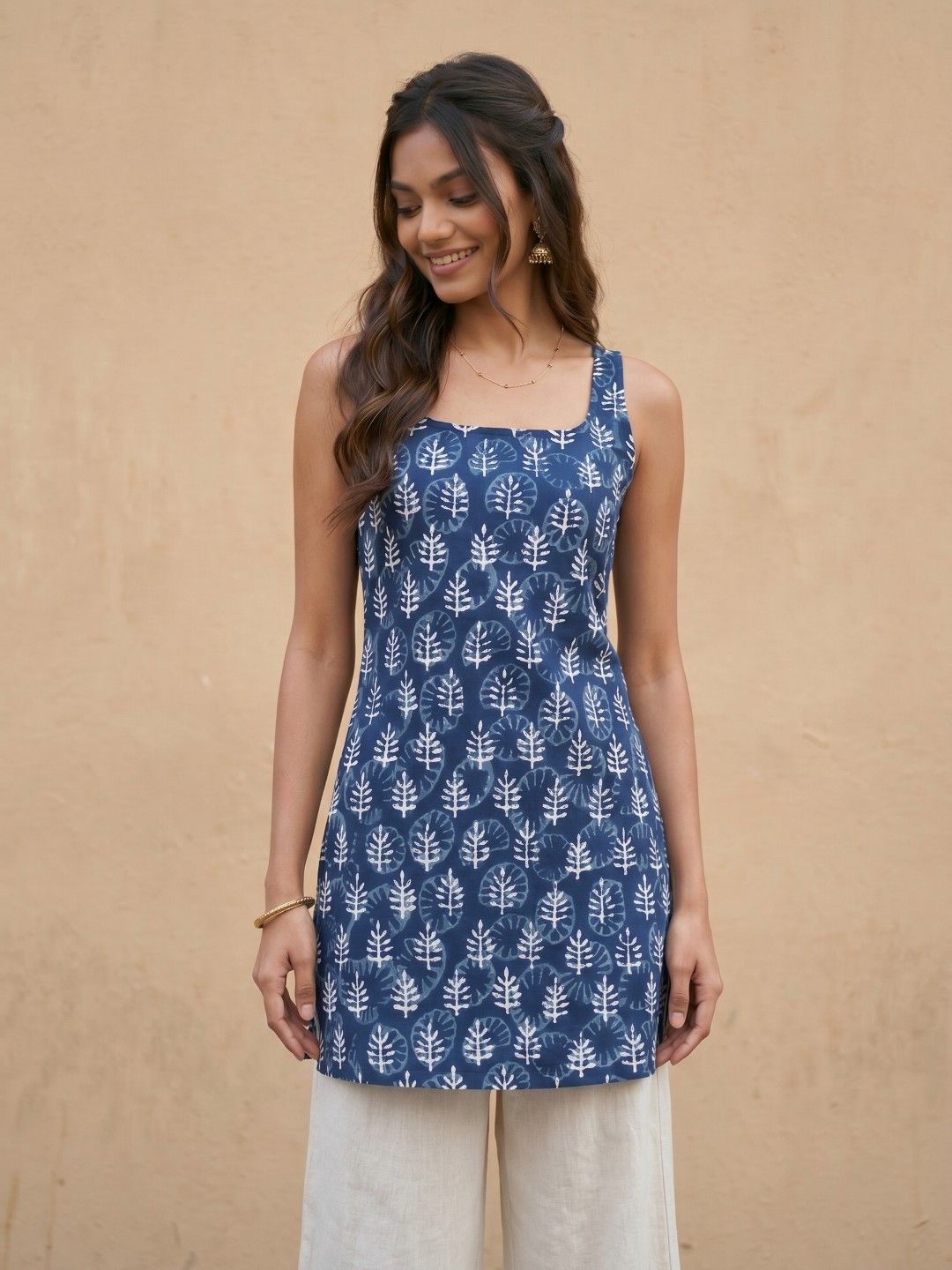 fusion by glitchez Ethnic Motifs Printed Cotton-Linen Kurti With Tie-Ups-picture-33