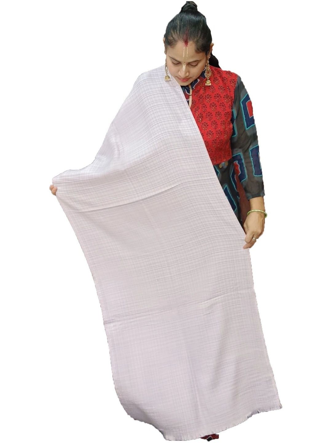 SPRHA Women Checked Woven Design Shawl-picture-38