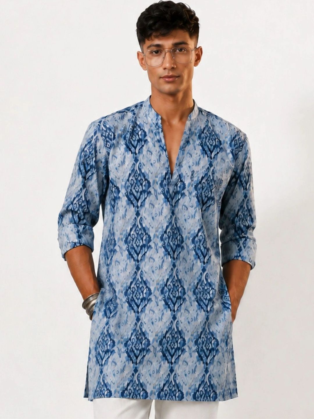 VASTRAMAY Men Ethnic Motifs Printed Indie Prints Kurta-picture-17