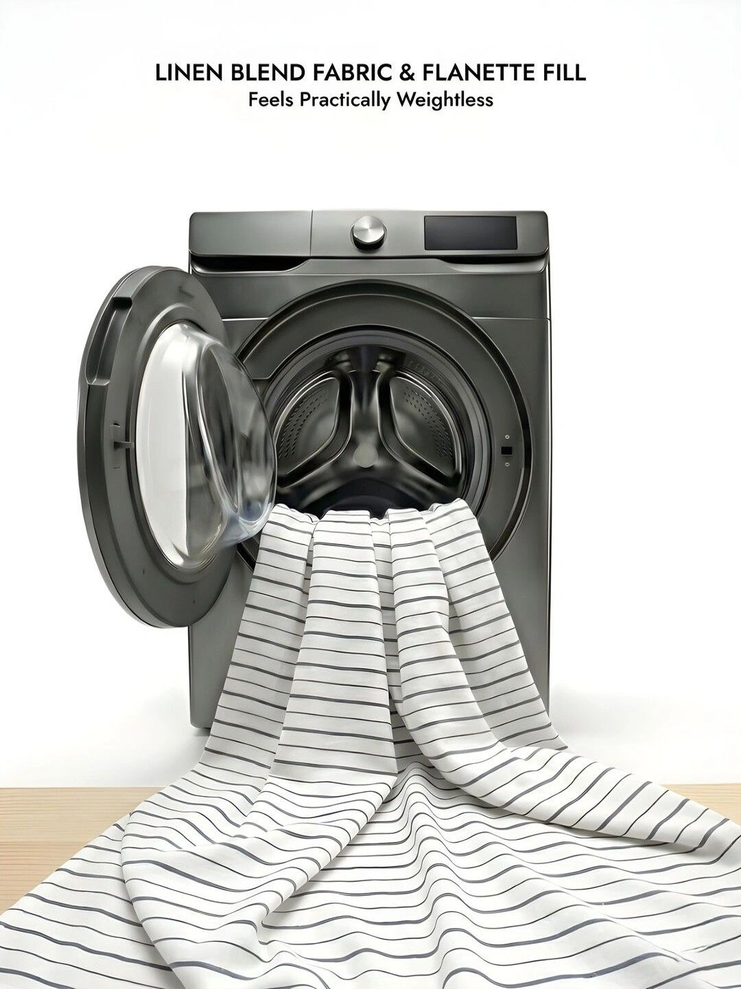 Zarf White & Grey Striped 400 GSM Comforter-picture-0