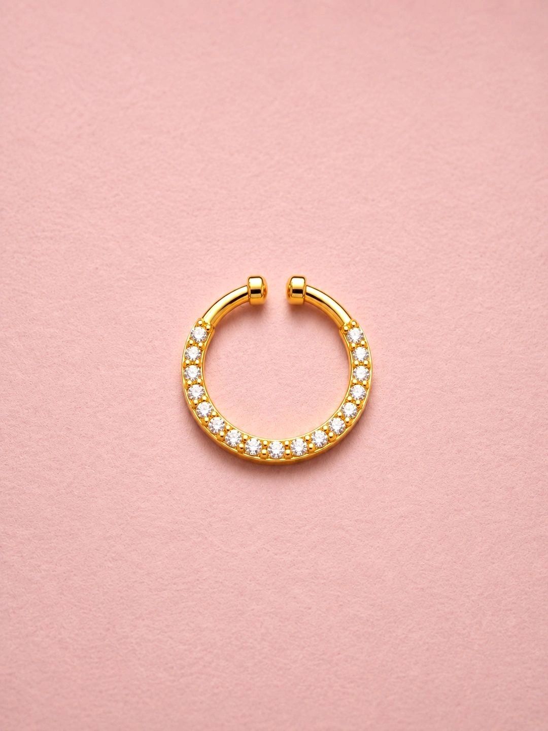 ADIVA Gold-Plated Classic Round White AD Stone Septum Nose Ring-picture-28