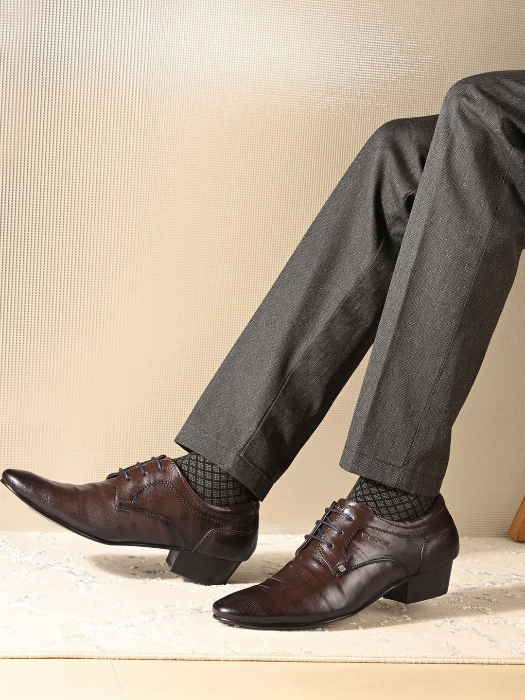 Valentino Men Leather Pointed Toe Lace-Ups Formal Derbys-picture-47