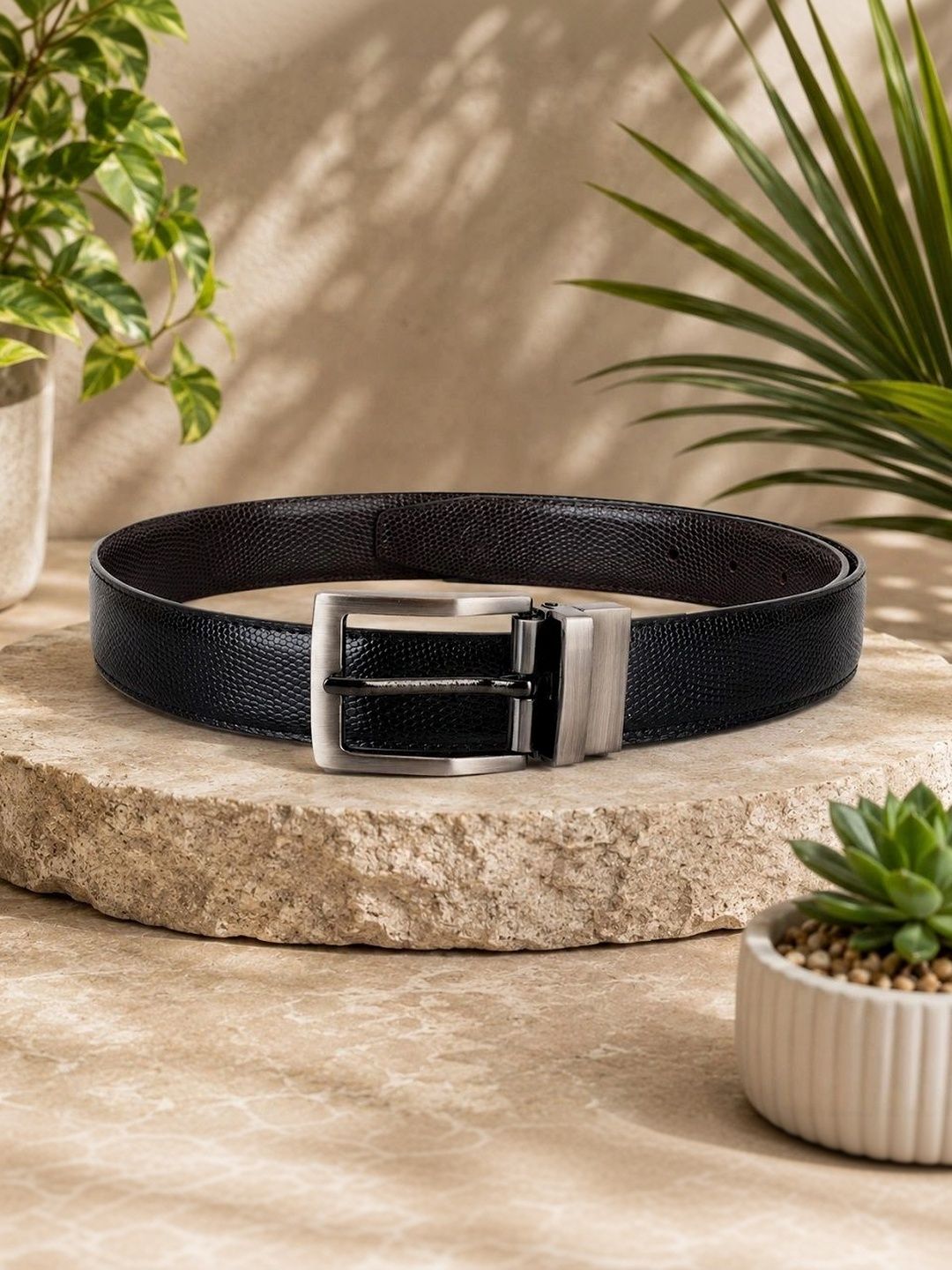 Roadster Men Textured Leather Reversible Formal Belt-picture-36