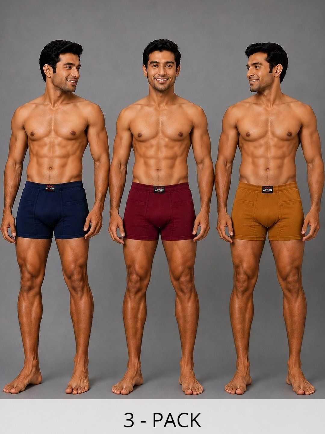 WHITEROSE Men Pack of 3 Anti Microbial Assorted Cotton Boxer-Style Briefs-picture-26