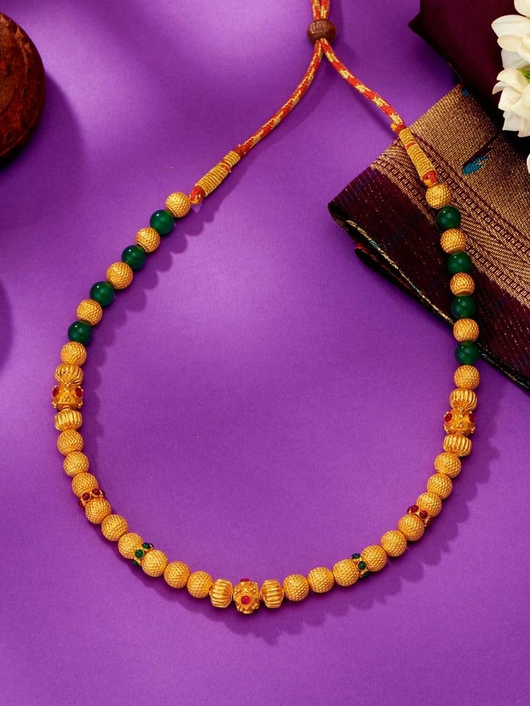 P N GADGIL JEWELLERS 22KT Gold Prestige Thushi Necklace - 10 g-picture-3