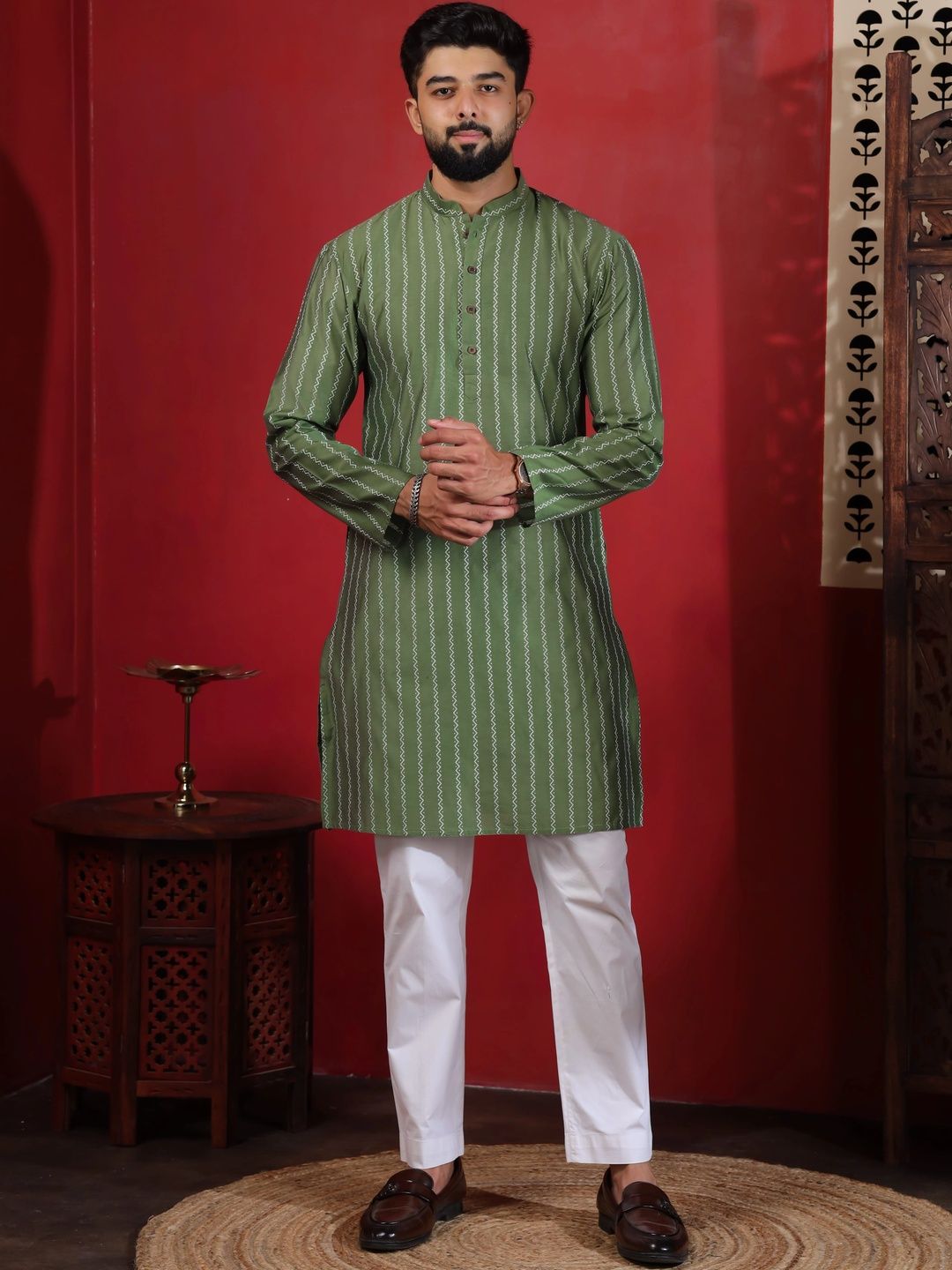 Koshin Men Printed Regular Pure Cotton Kurta with Pyjamas-picture-17