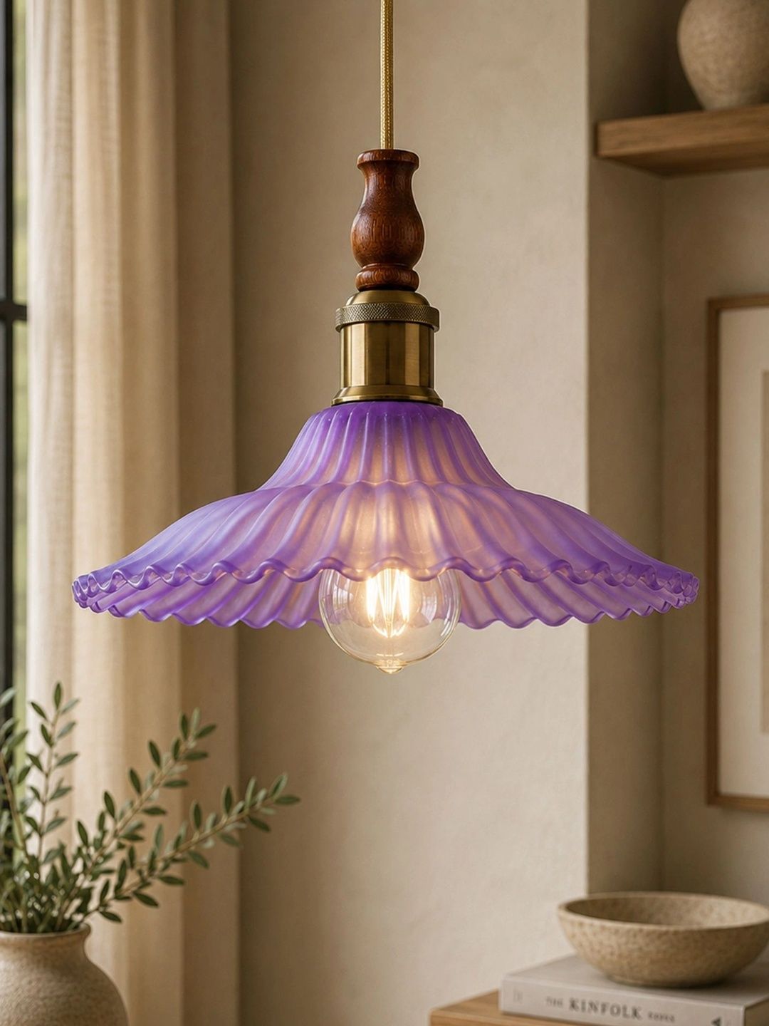 Glowhere Violet Textured Glass Contemporary Ceiling Lamp-picture-37