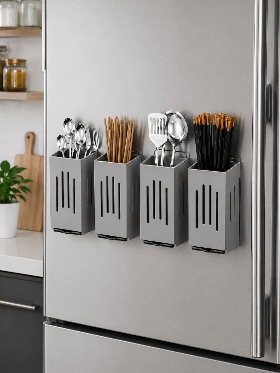 KitchEase Grey Plastic Cutlery Holder-picture-52