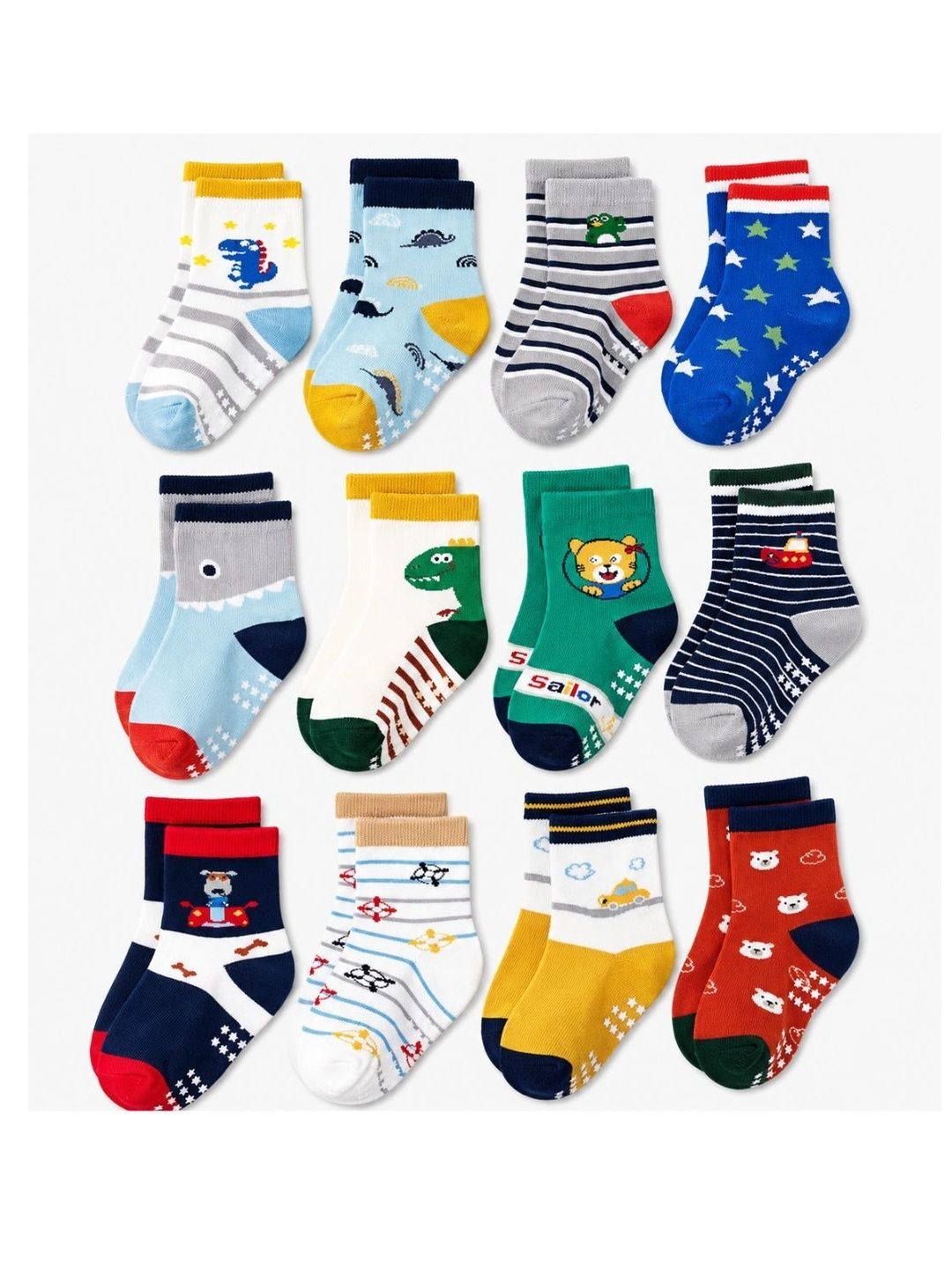 Nihvi Unisex Kids Pack of 4 Cotton Blend Assorted Patterned Above Ankle Socks-picture-52