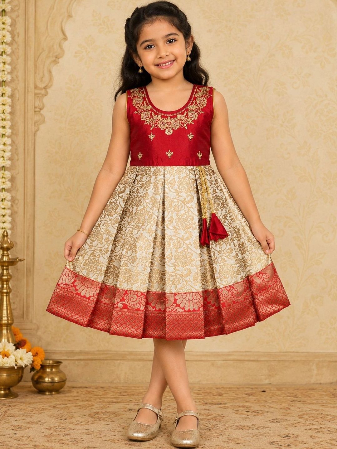 AMIRTHA FASHION Embroidered Round Neck Fit & Flare Ethnic Dresses-picture-21