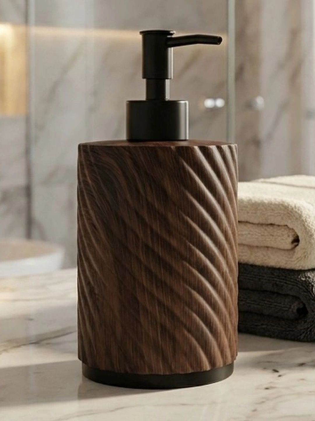 Pano Brown Textured Polyresin Soap Dispenser-image-28