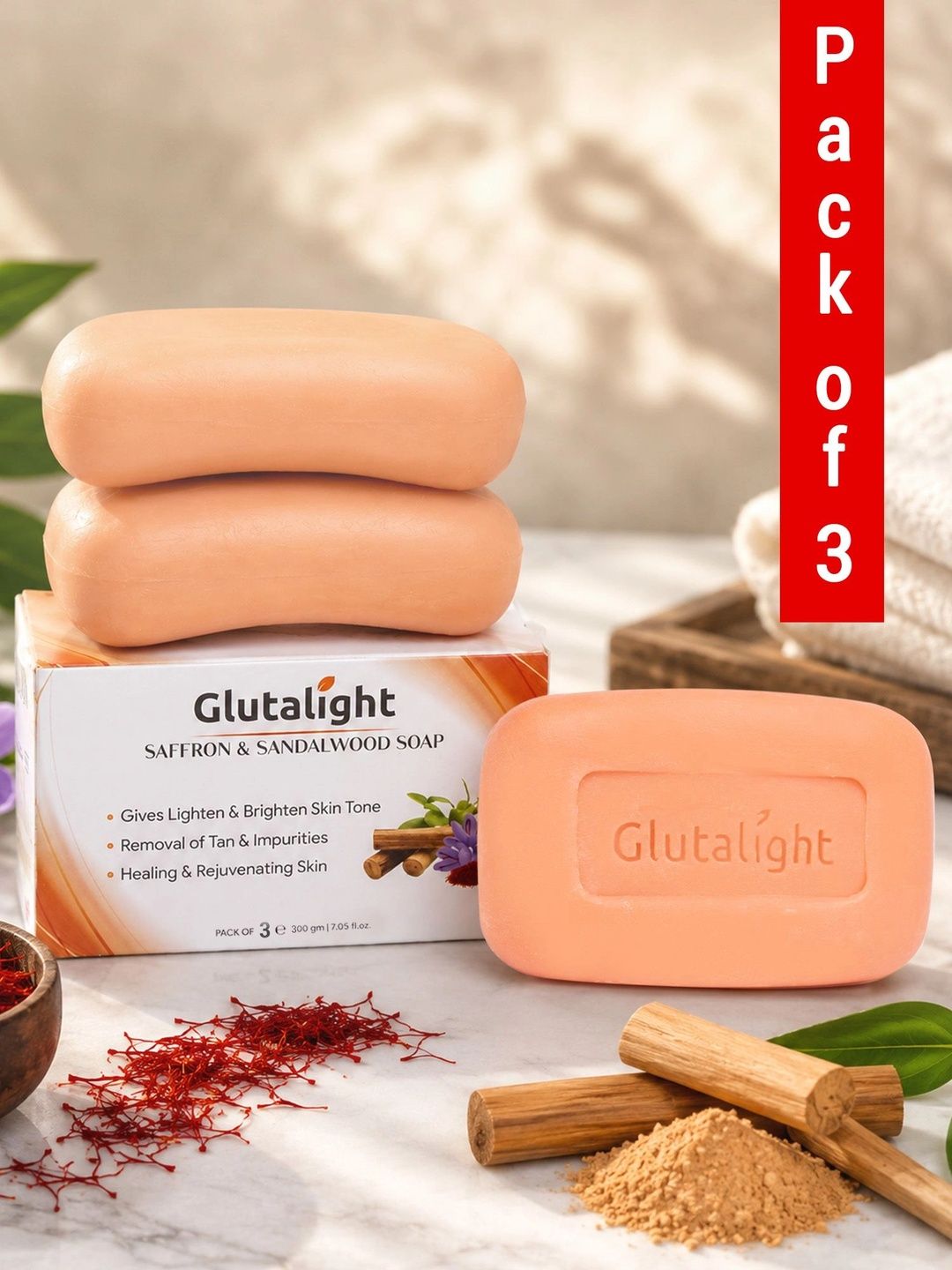 Glutalight Set Of 3 Glutathione Saffron & Sandalwood Soap - 100 g Each-picture-39