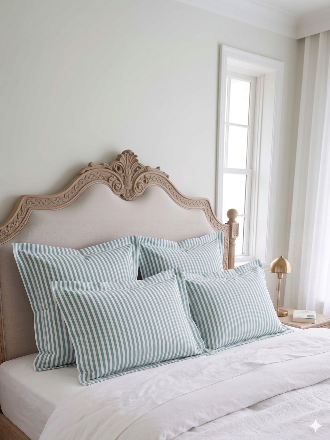 Hornbill Enterprises Green & White 4 Pieces Checked Pure Cotton Rectangle Pillow Covers-image-23