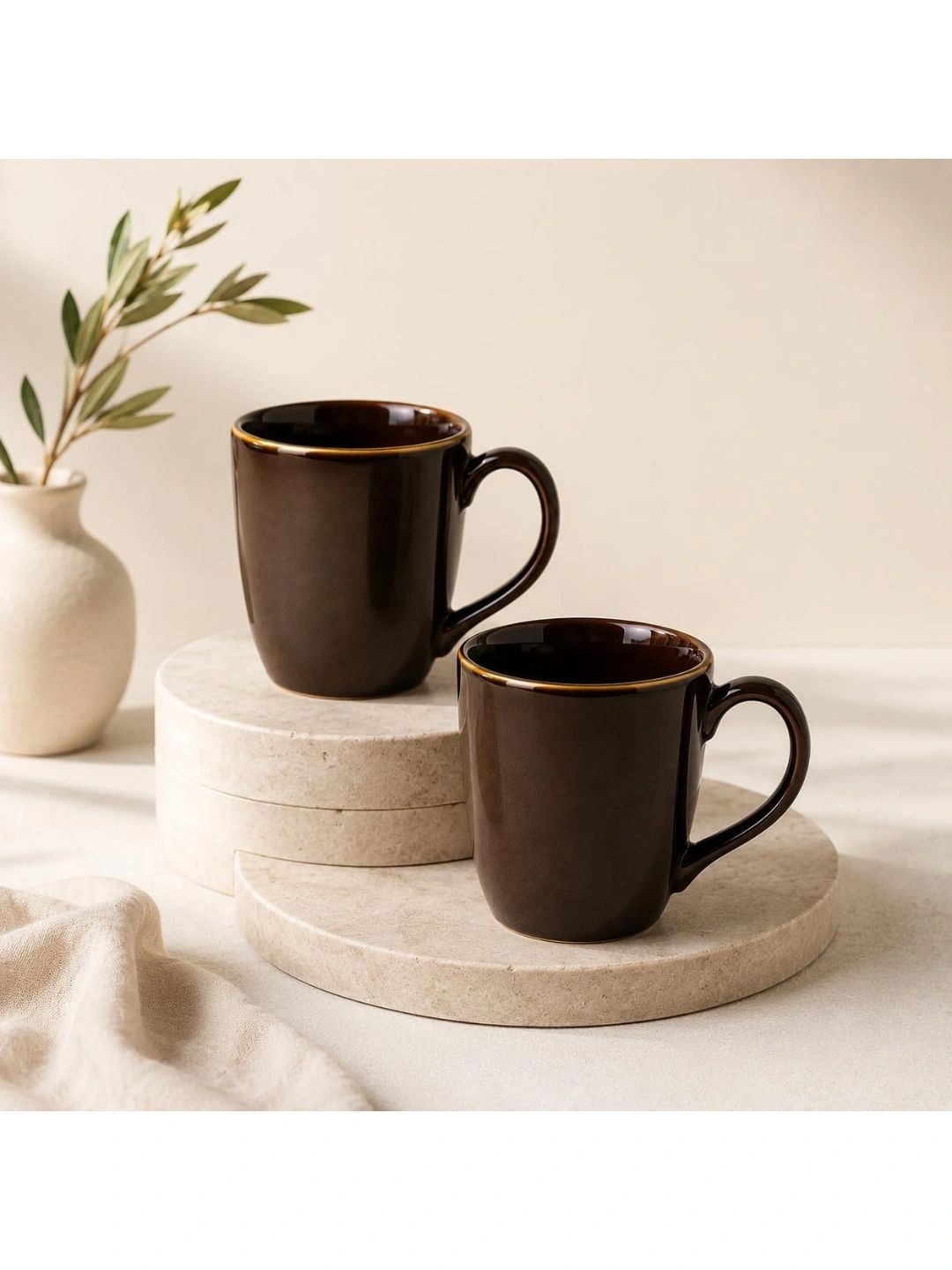 nestcase Brown Solid Ceramic Glossy Mugs Set of Cups and Mugs-image-11