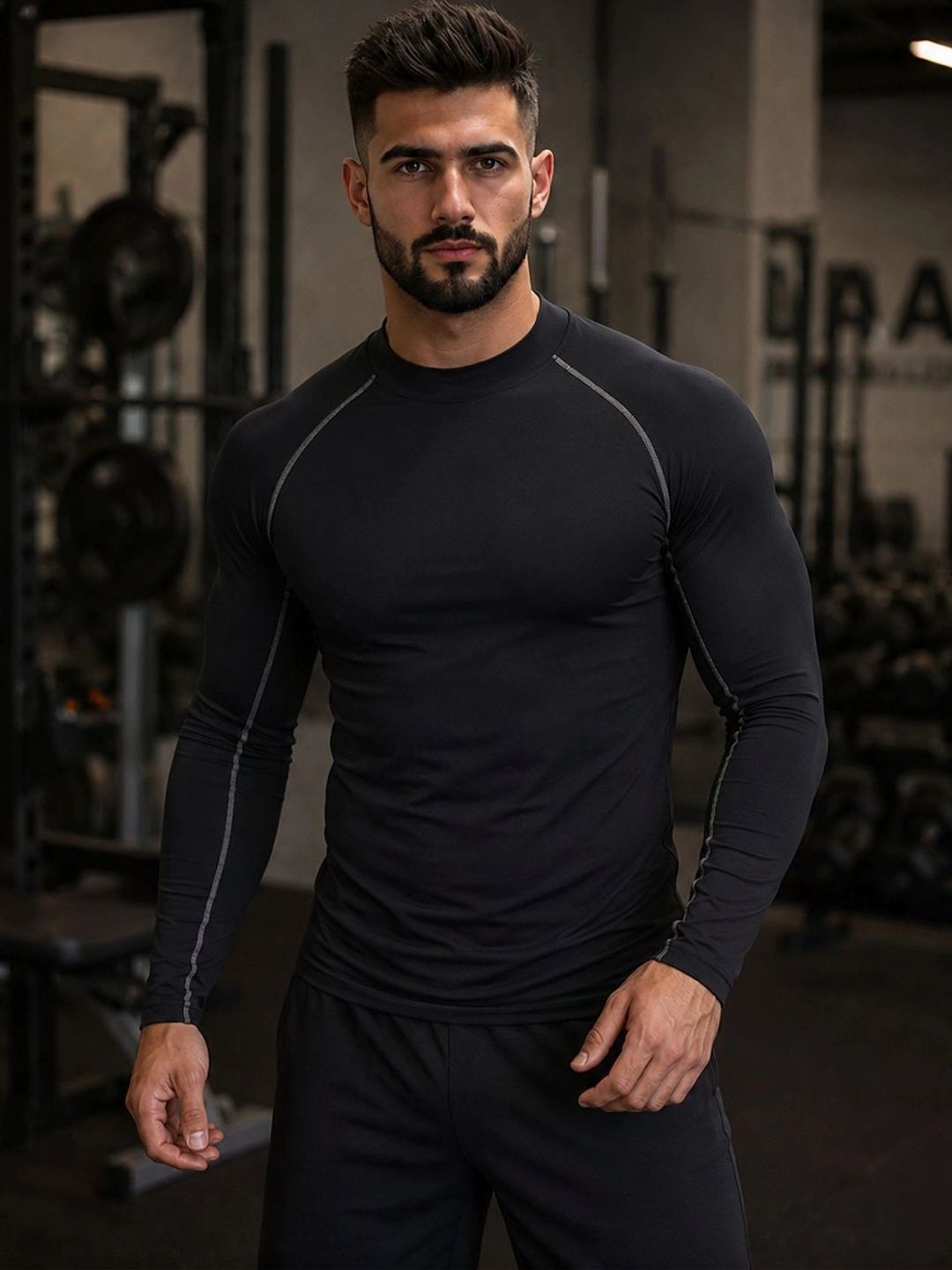 Trudam Men High Neck Anti Odour Compression T-shirt-image-40