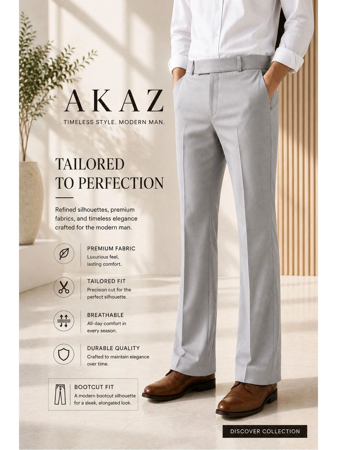 Akaz Men Tailored Flared Easy Wash Trousers-picture-15