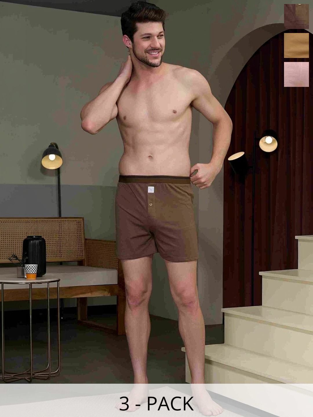 MAXZONE Pack Of 3 Pure Cotton Boxers-picture-30