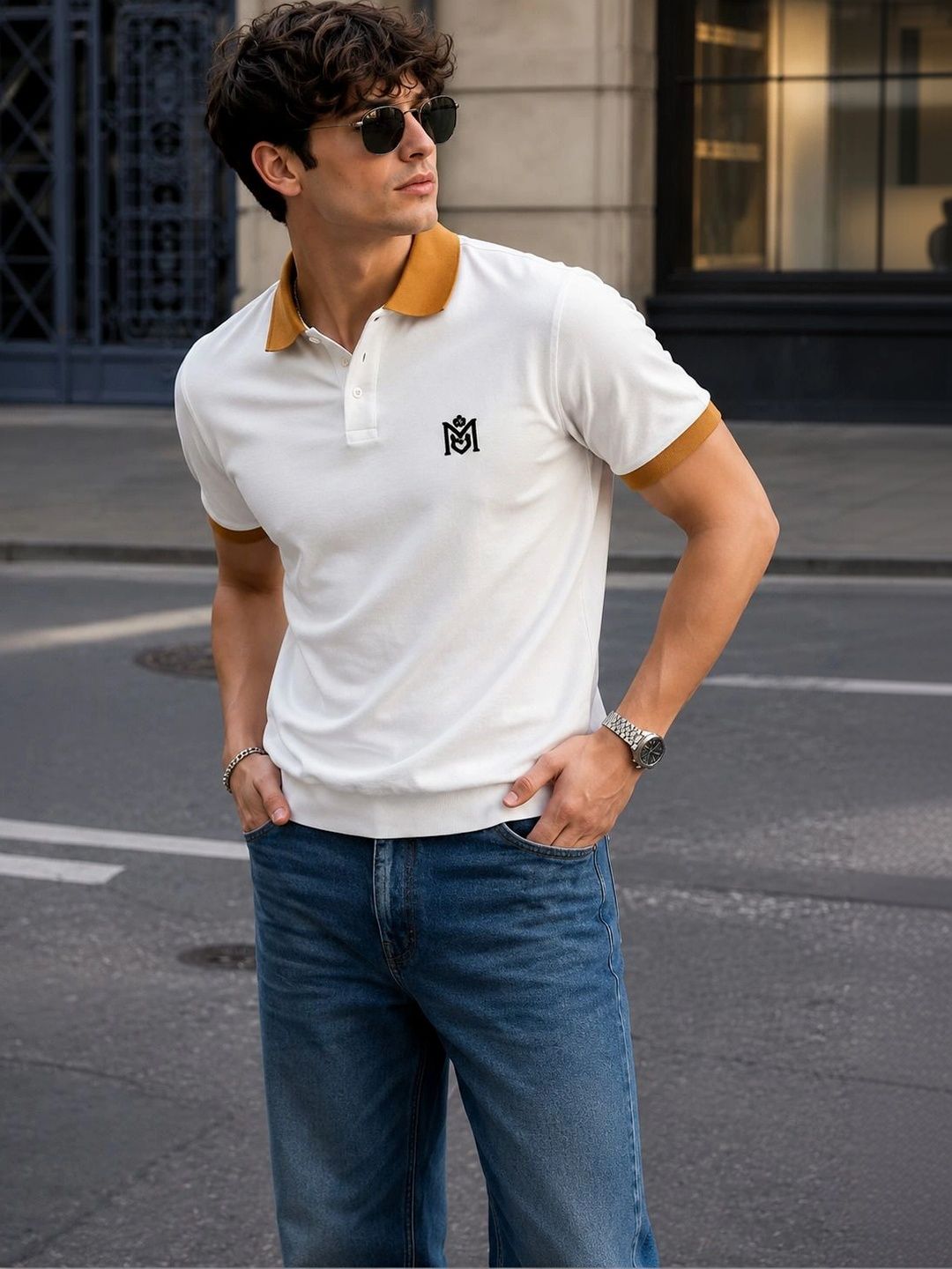 ZILCON Men Brand Logo Colourblocked Polo Collar T-shirt-picture-11