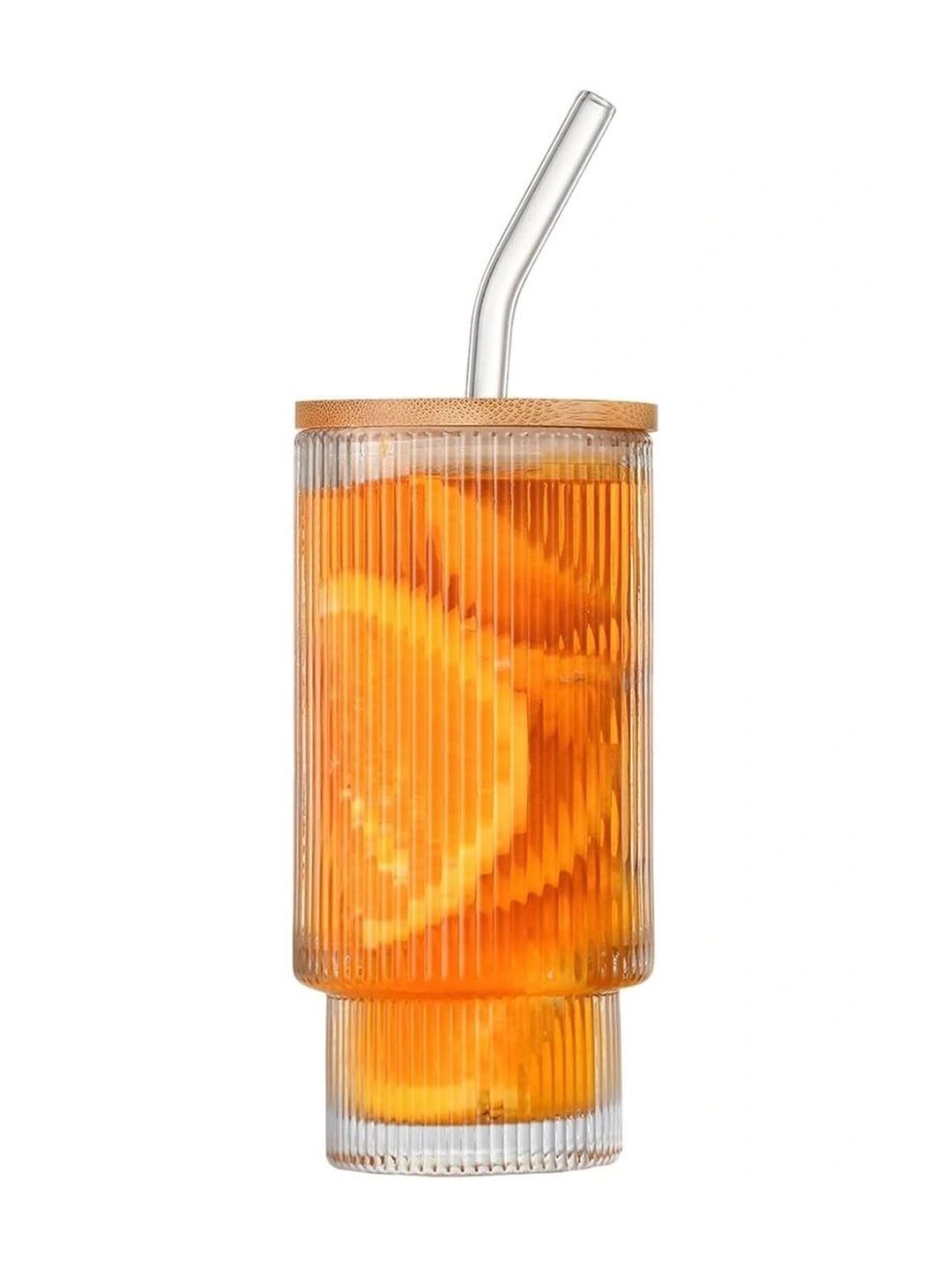 KELVEE Transparent Textured Glass Transparent Glass Set of Cups and Mugs-image-2