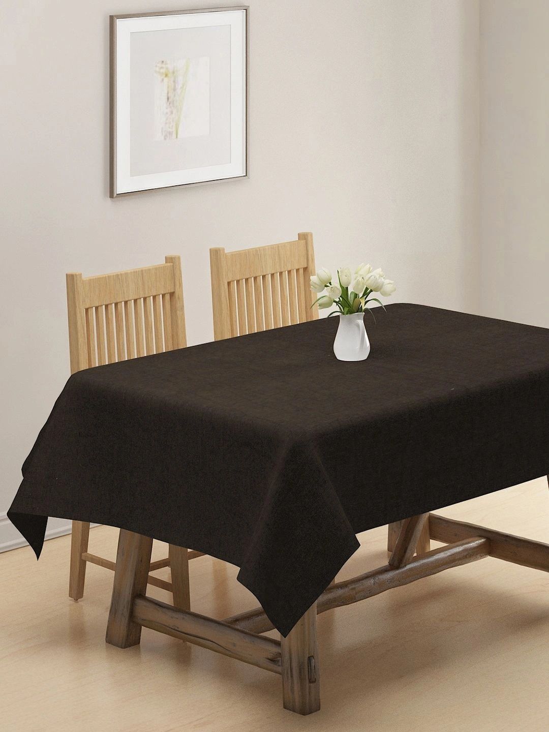 Myntra Elegant Homes Brown Cotton 6-Seater Table Cover with Textured details-picture-42