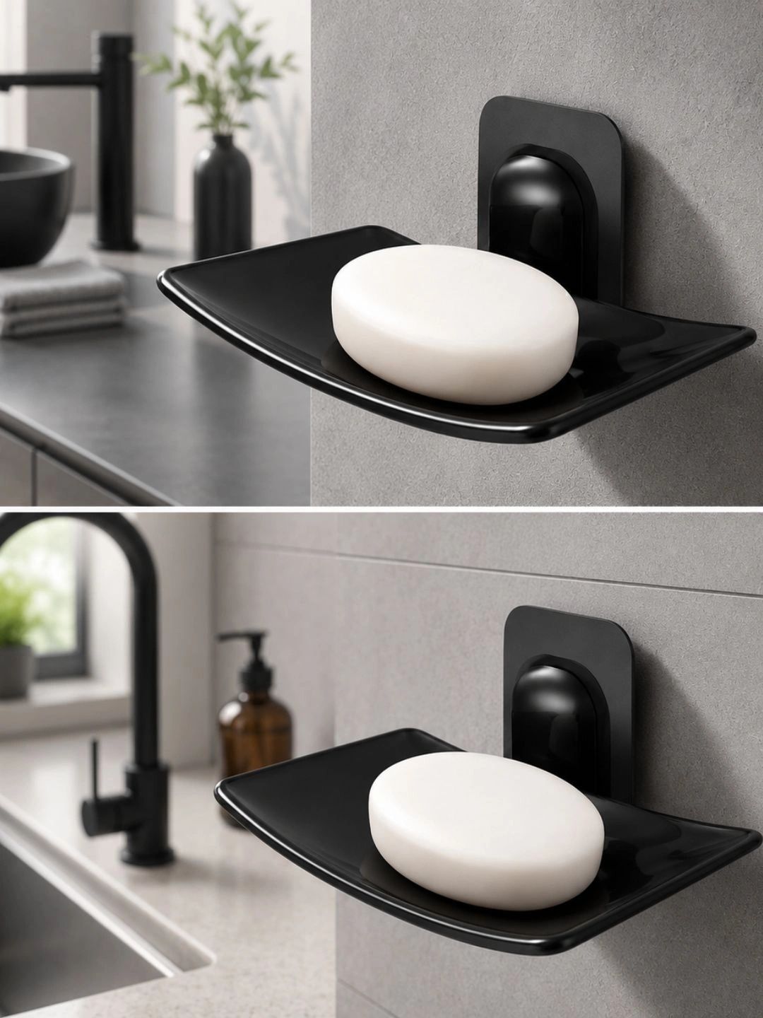 Klivon Black 2 piece Solid Plastic Soap Dish-picture-39