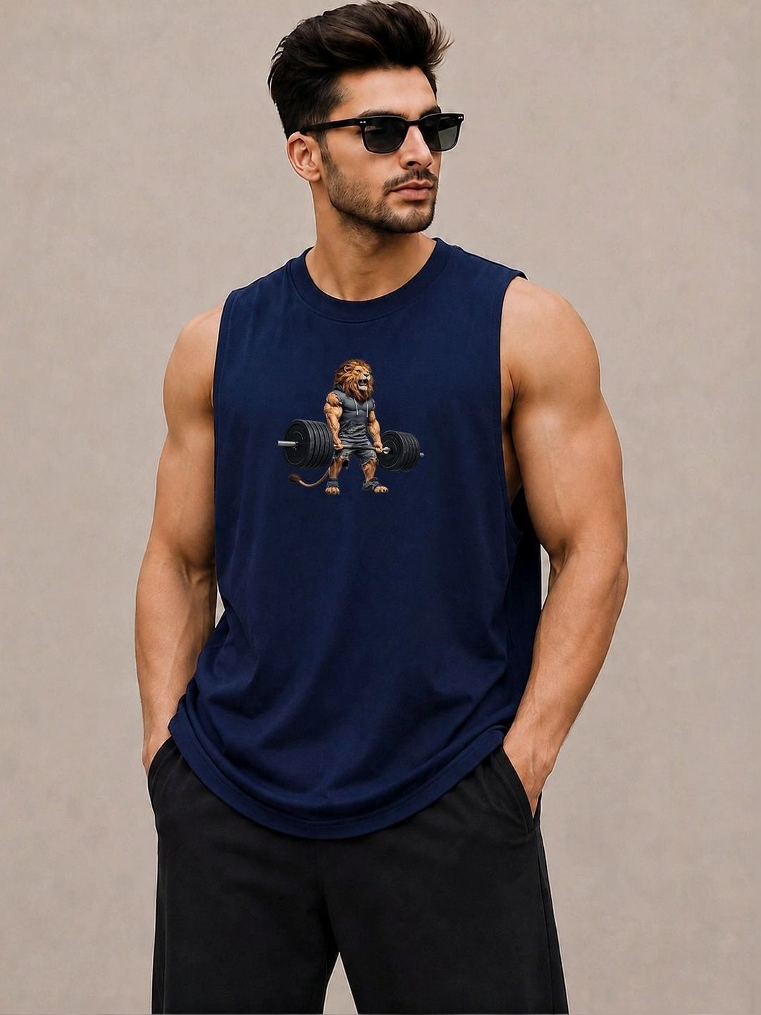 Moda Rapido Printed Cotton Blend Gym Vest-picture-18