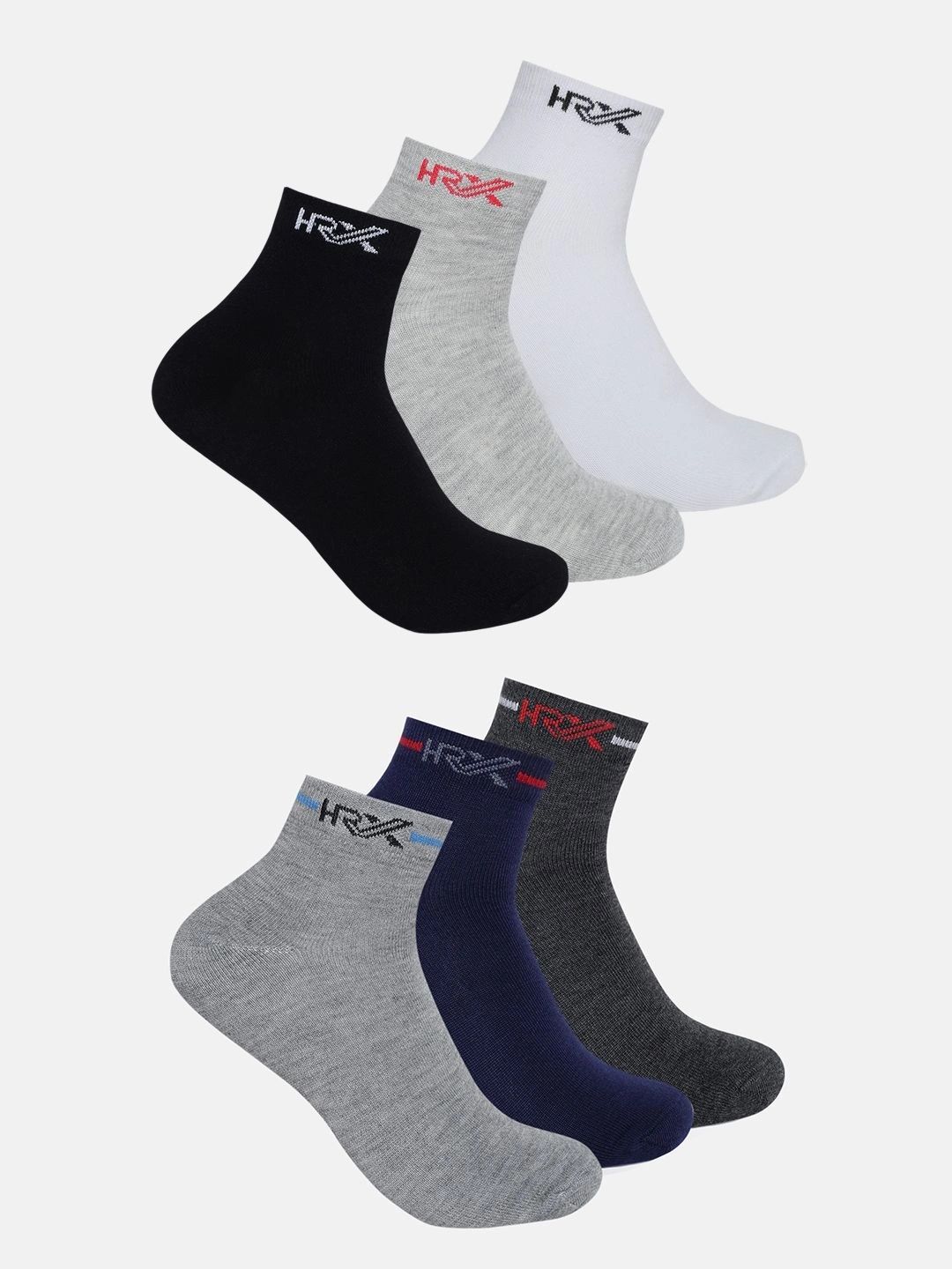 HRX by Hrithik Roshan Men Pack of 6 Cotton Blend Ankle Length Socks-picture-35