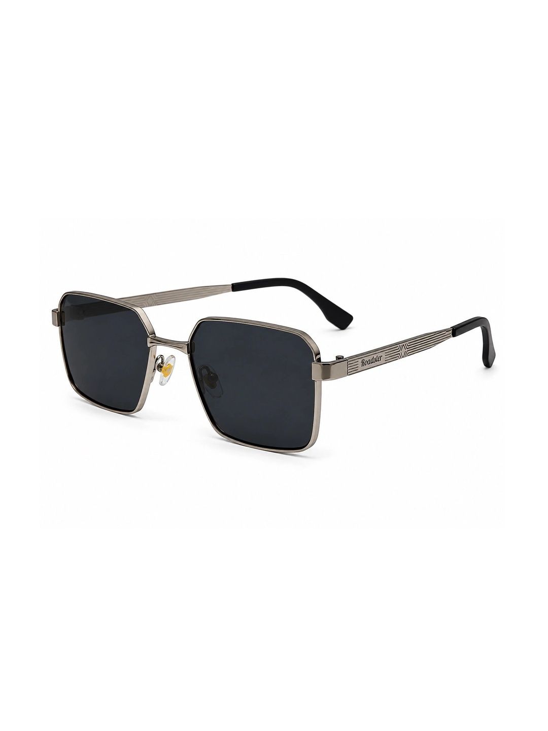 Roadster Unisex Black Lens & Gunmetal-Toned Rectangle Sunglasses with-picture-18