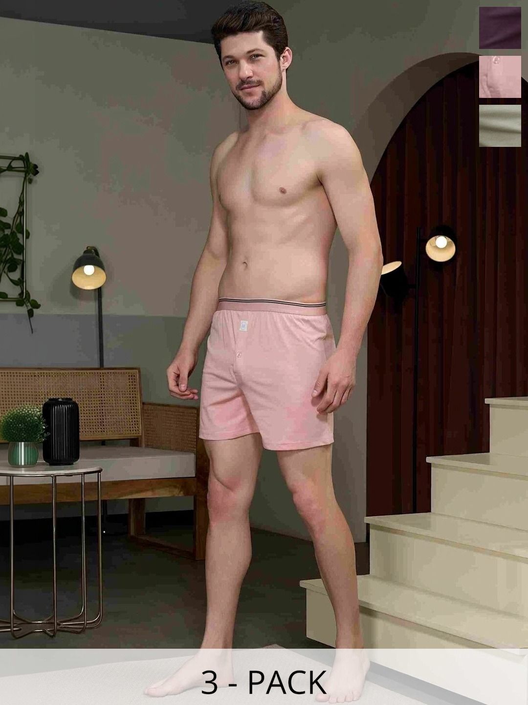 MAXZONE Pack Of 3 Pure Cotton Boxers-picture-27