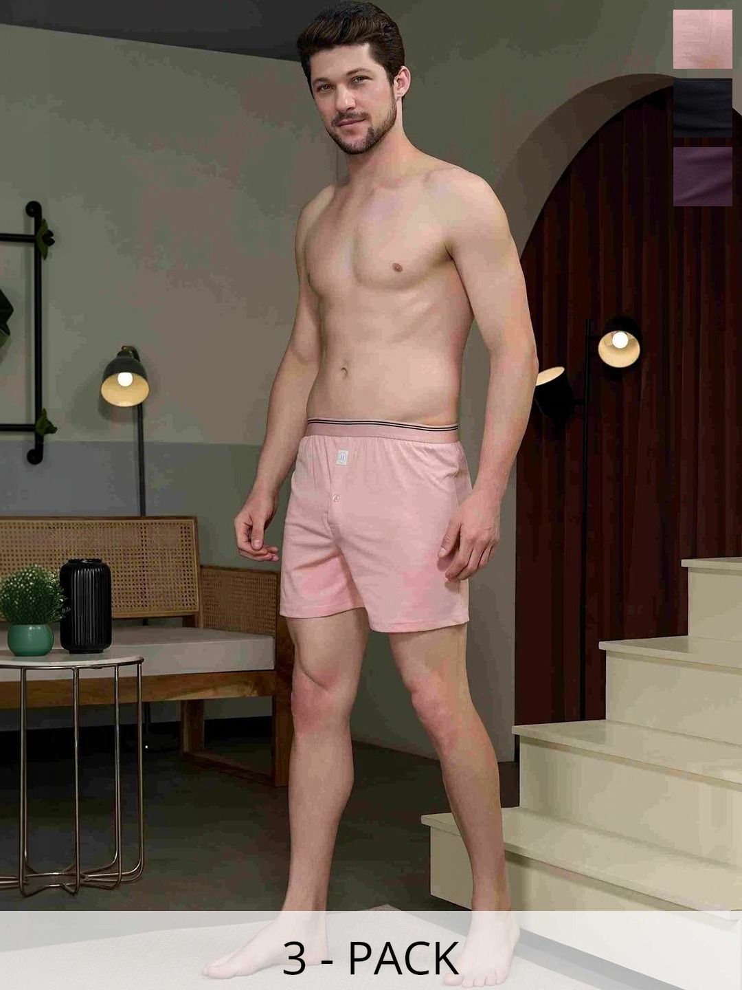 MAXZONE Pack Of 3 Pure Cotton Boxers-picture-4