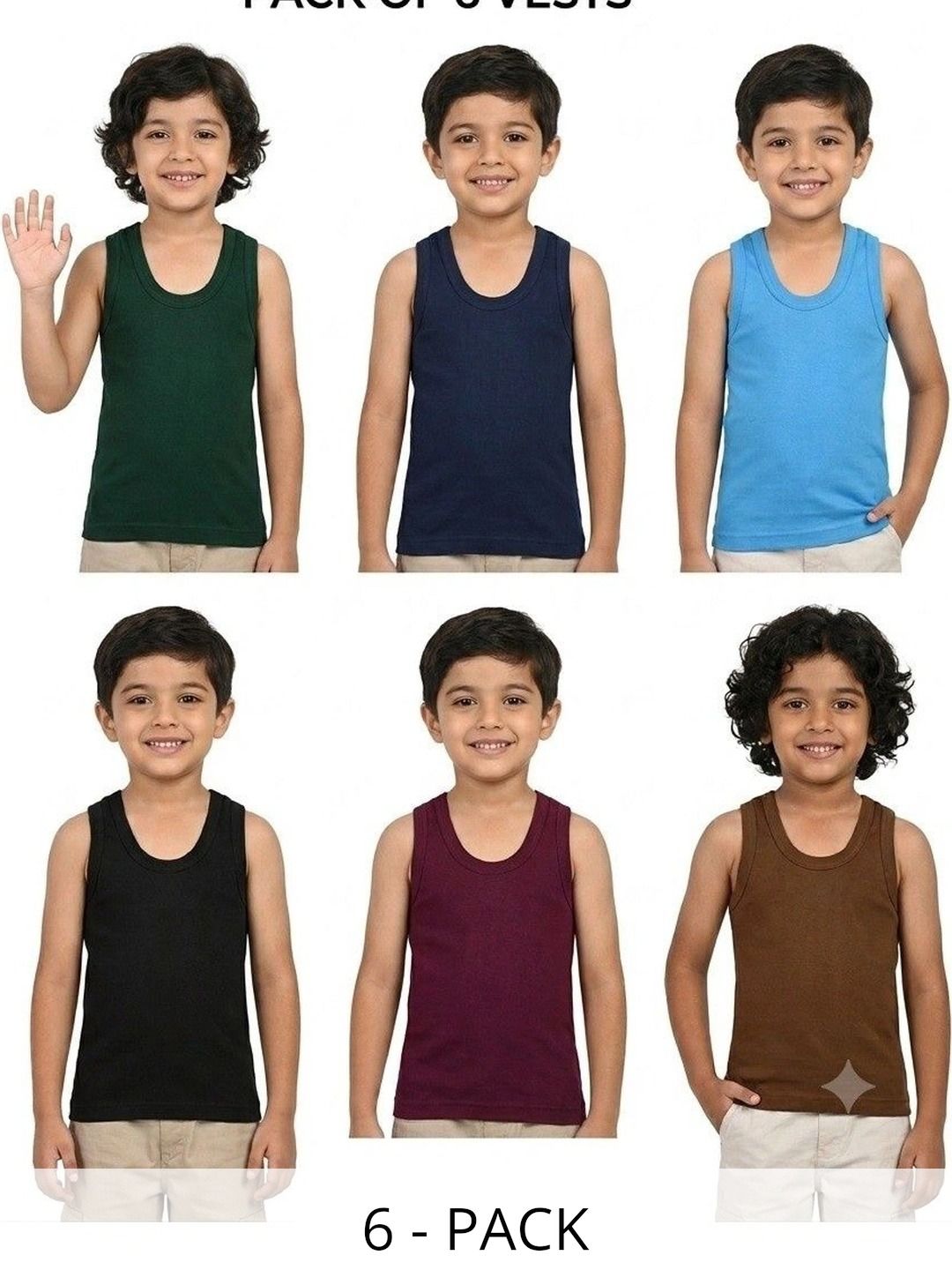 MRB Boys Pack of 6 Cotton Undershirt-picture-16