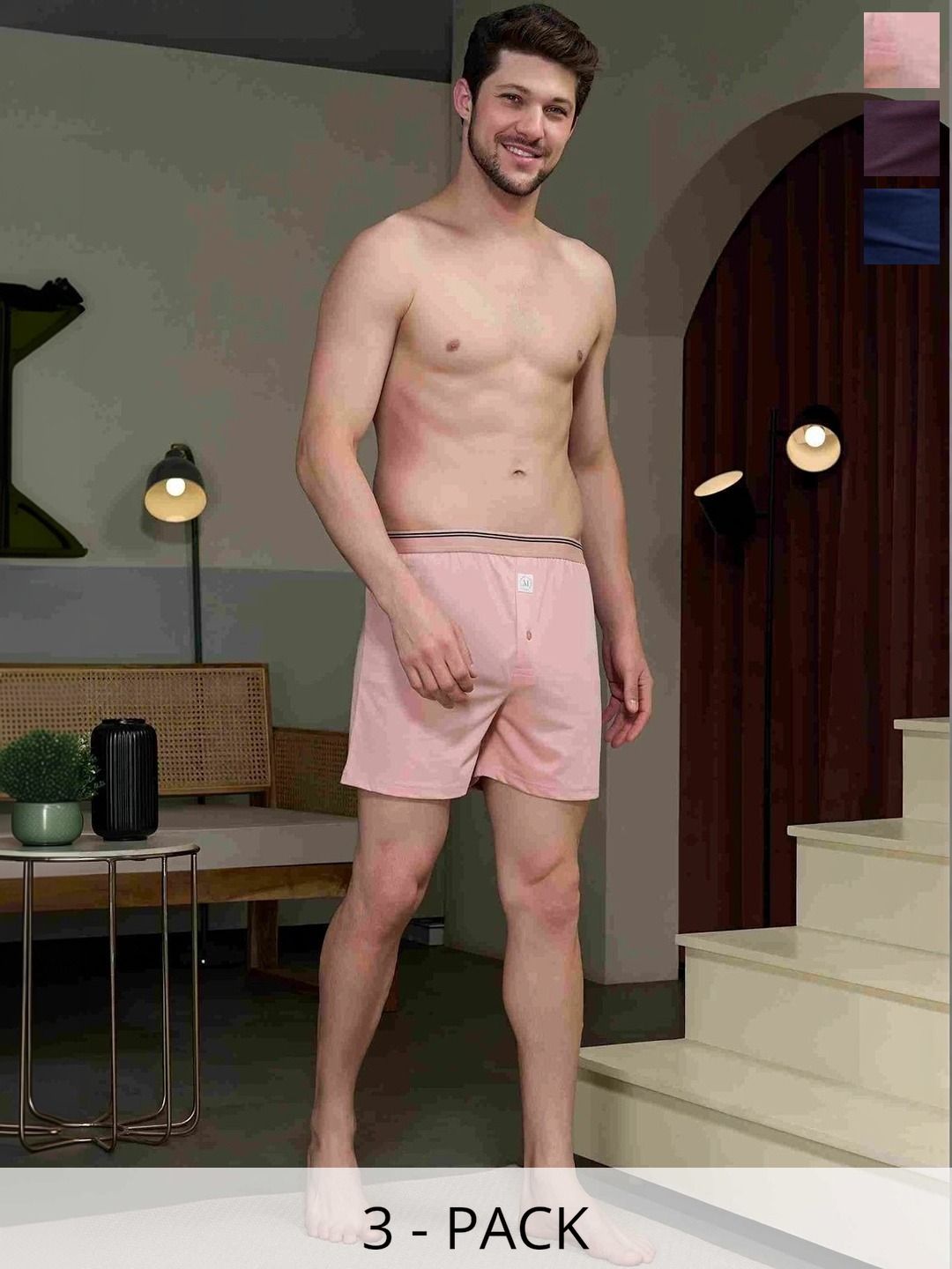 MAXZONE Pack Of 3 Pure Cotton Boxers-picture-34