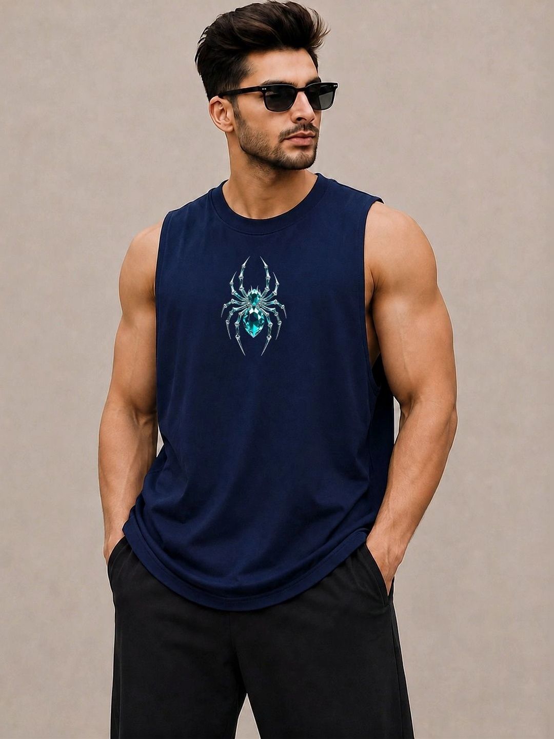 Moda Rapido Printed Cotton Blend Gym Vest-picture-23