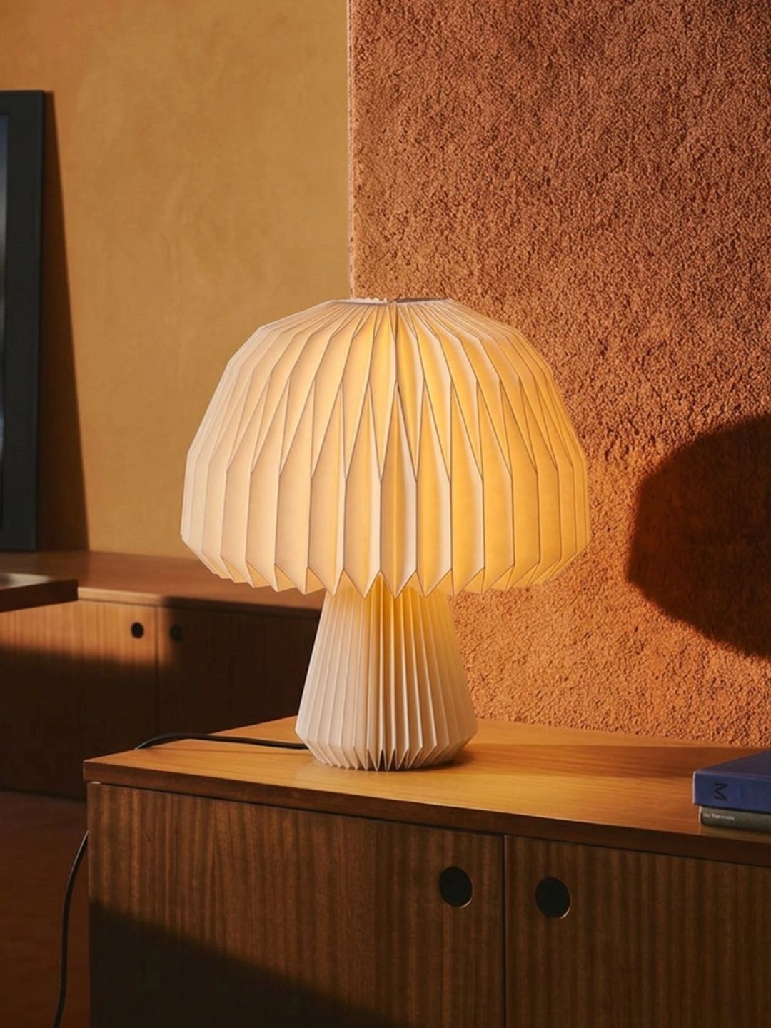 FIG Off White Textured Abstract Shaped Table Lamp with Adjustable Cord and Bulb-image-26