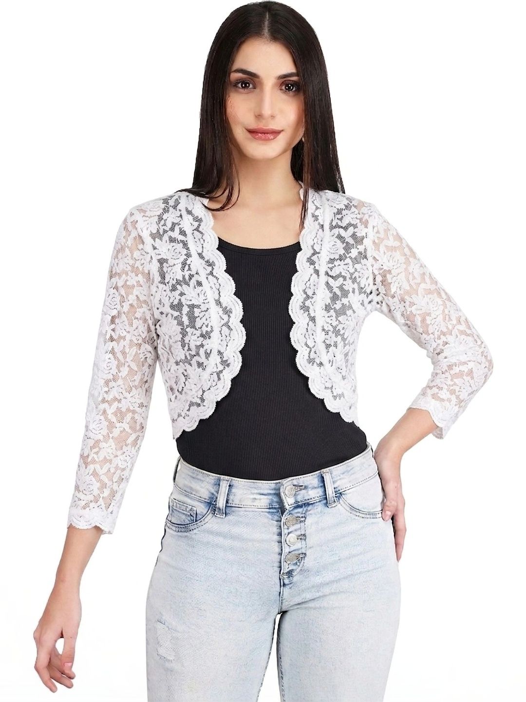 AOL Women Embellished Crop Sheer Shrug-picture-29
