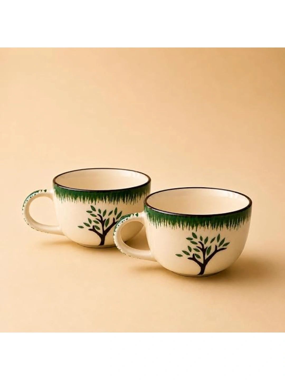 nestcase White Natural Elements Printed Ceramic Glossy Cups Set of Cups and Mugs-image-3