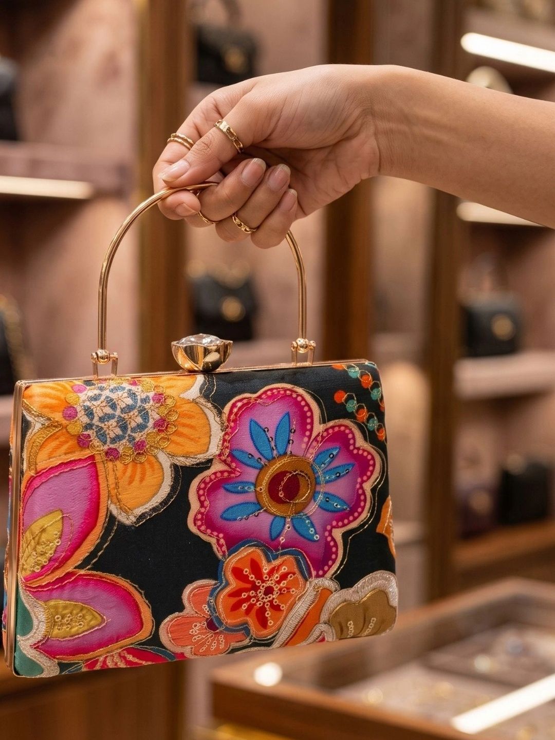 Anouk Embroidered Embellished Box Clutch-image-28