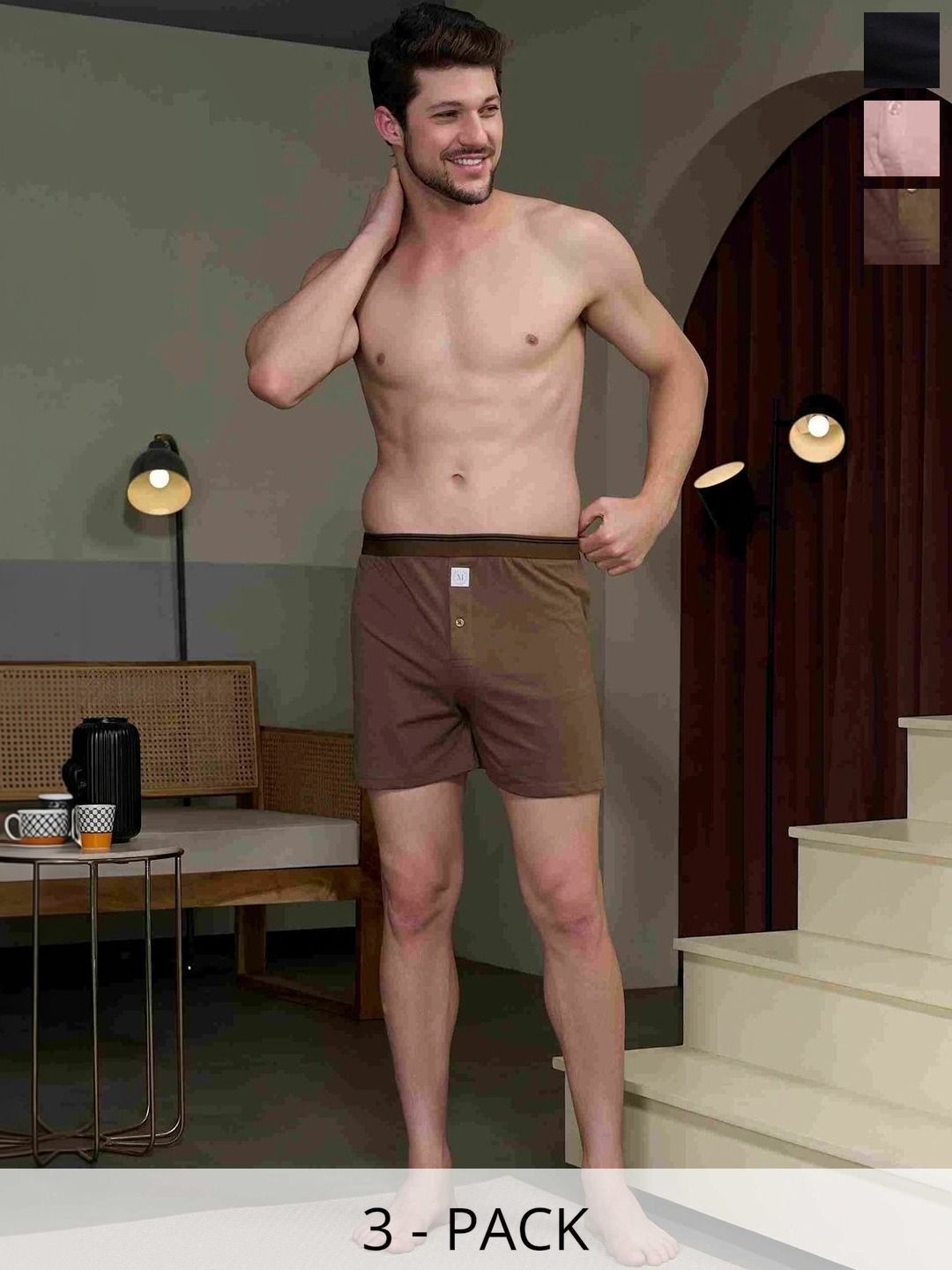 MAXZONE Pack Of 3 Pure Cotton Boxers-picture-30