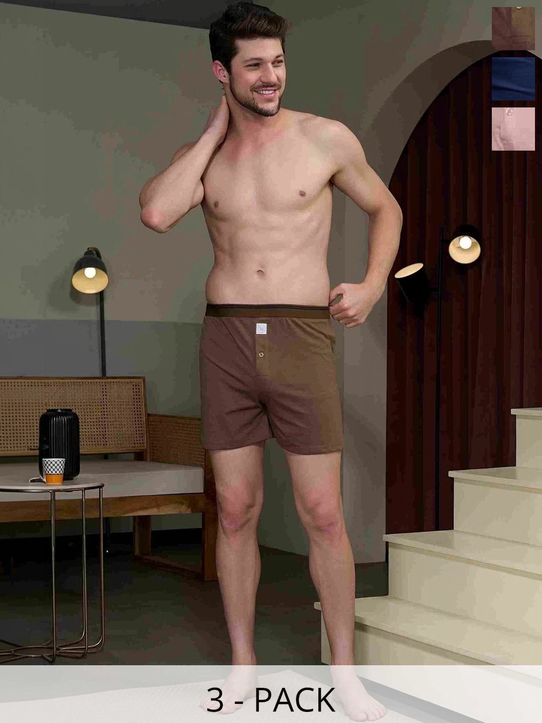 MAXZONE Pack Of 3 Pure Cotton Boxers-picture-20