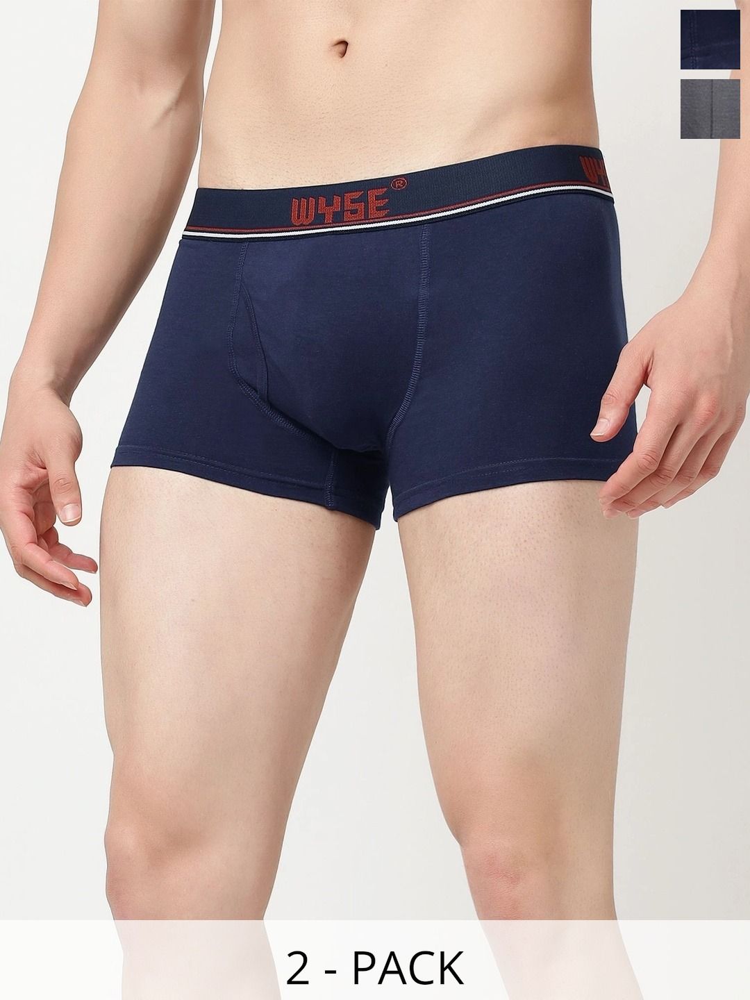 WYSE Pack of 2 Cotton Assorted Solid Trunks-picture-31